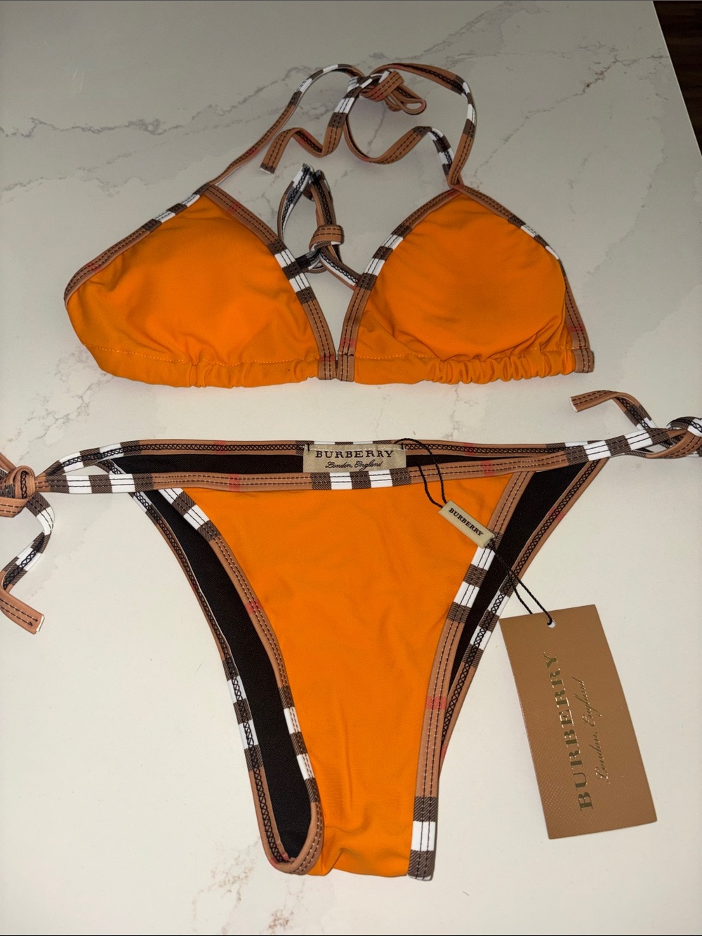 Burberry Orange Bikini set size small